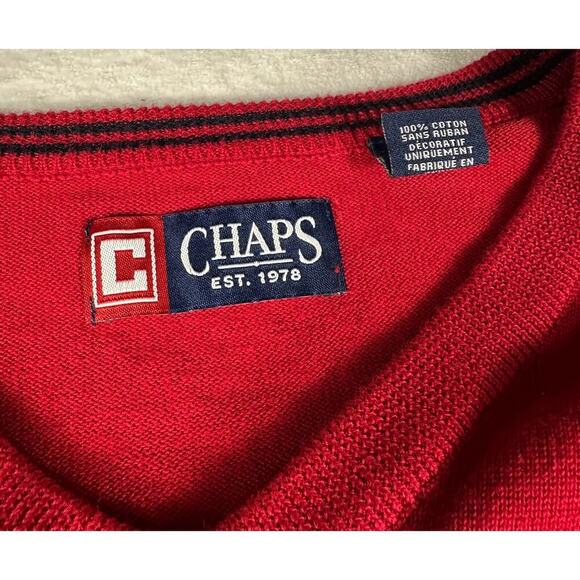 CHAPS Mens Vest Size XL Sleeveless V-Neck Logo Classic Red - Picture 4 of 7